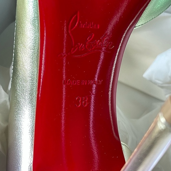Christian louboutin iriza 100mm pump  iridescent licorne silver stiletto sz 38 - Picture 10 of 12